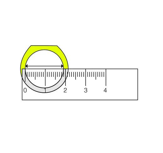 A close-up of a ring to measure ring size for accurate fitting.