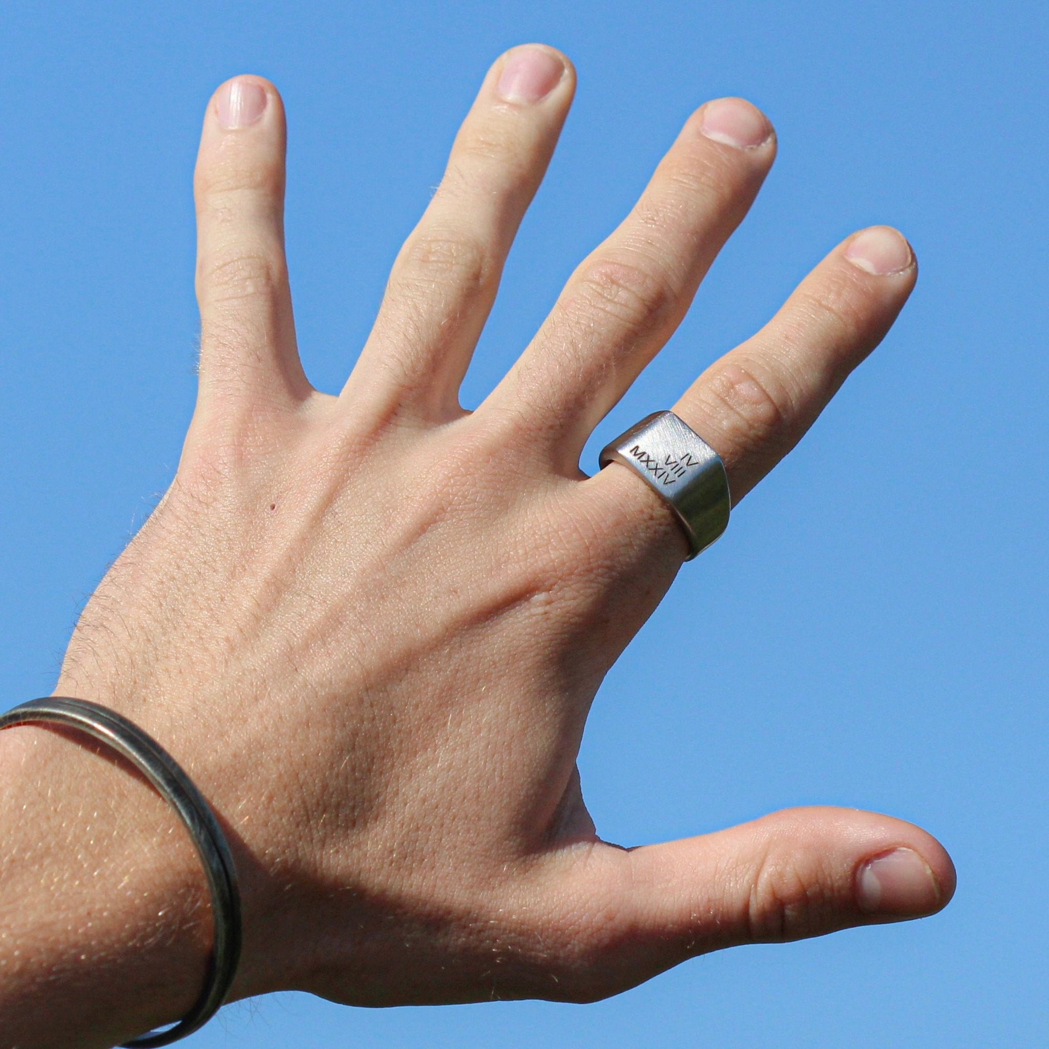 Personalized silver ring, dates