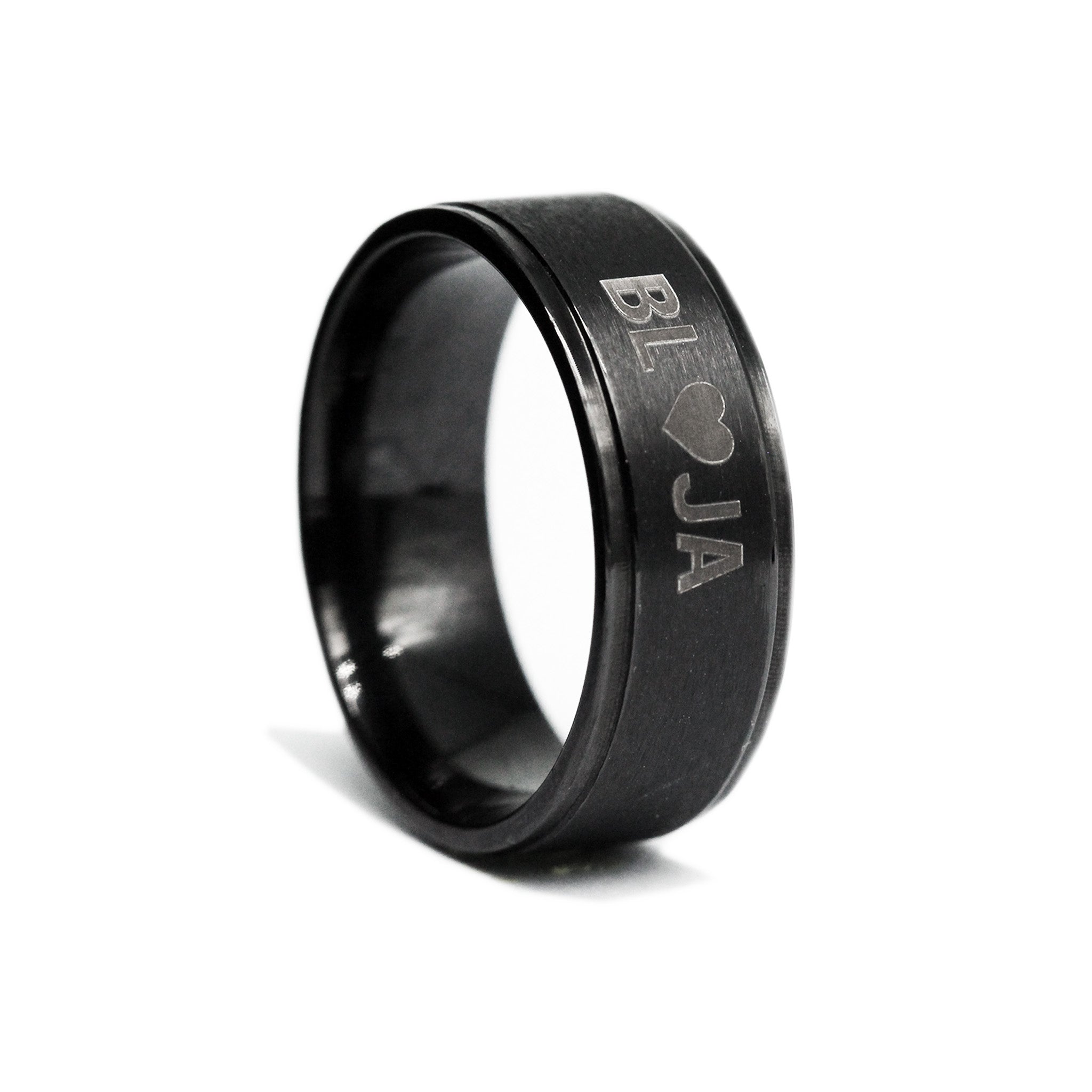 black wedding band for men engraved