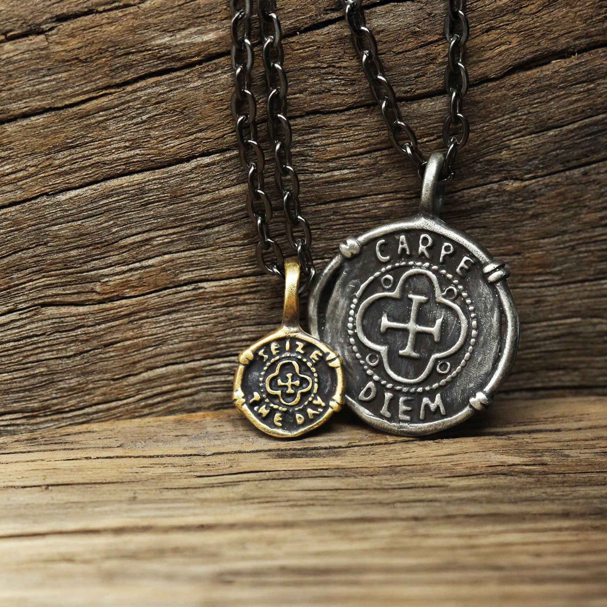 carpe diem coin necklace