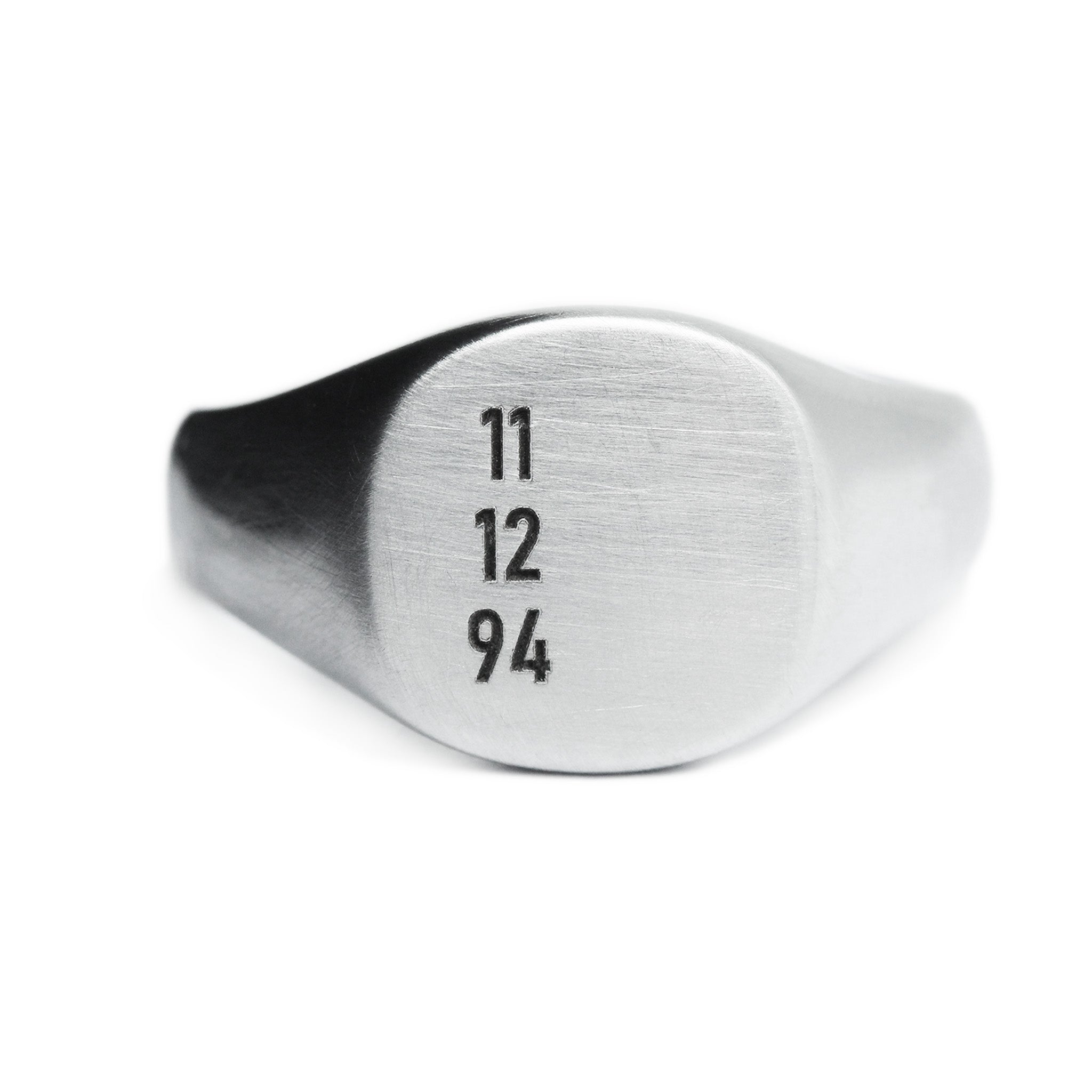 engraved silver signet ring
