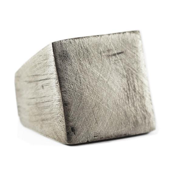 men's brushed finish square ring