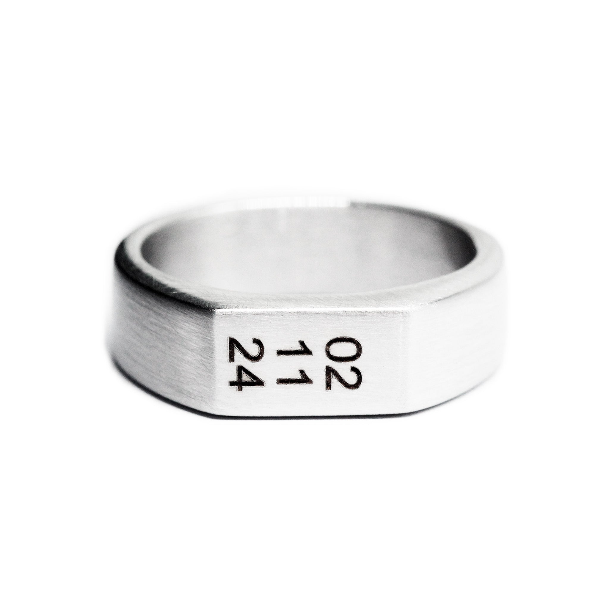 mens flat face silver wedding band