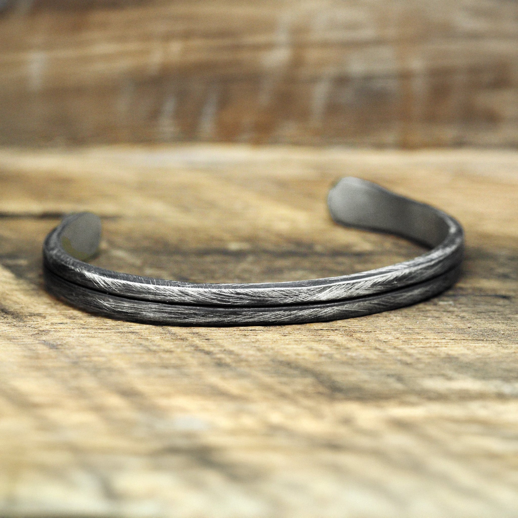 mens rustic silver cuff