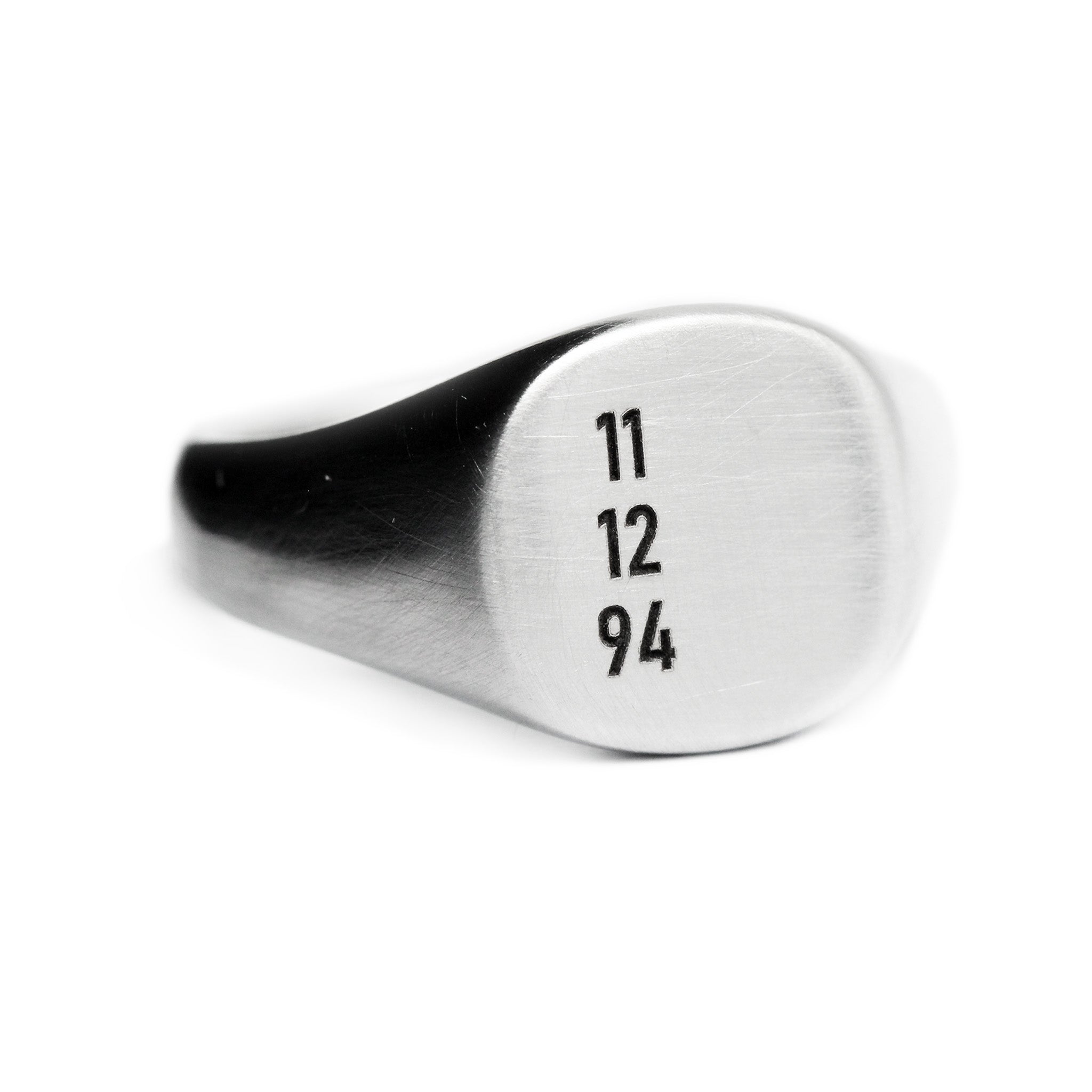 mens silver signet ring engraved