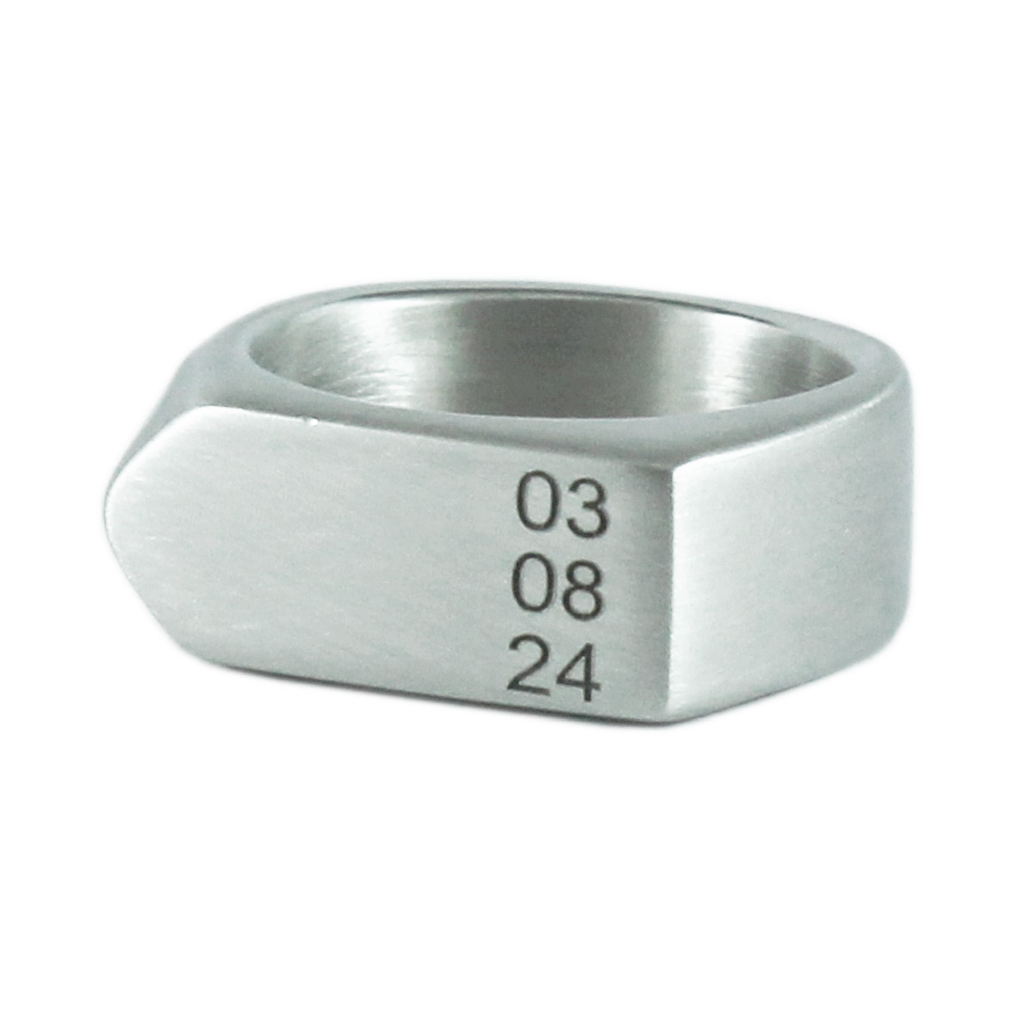 mens silver wedding band engraved