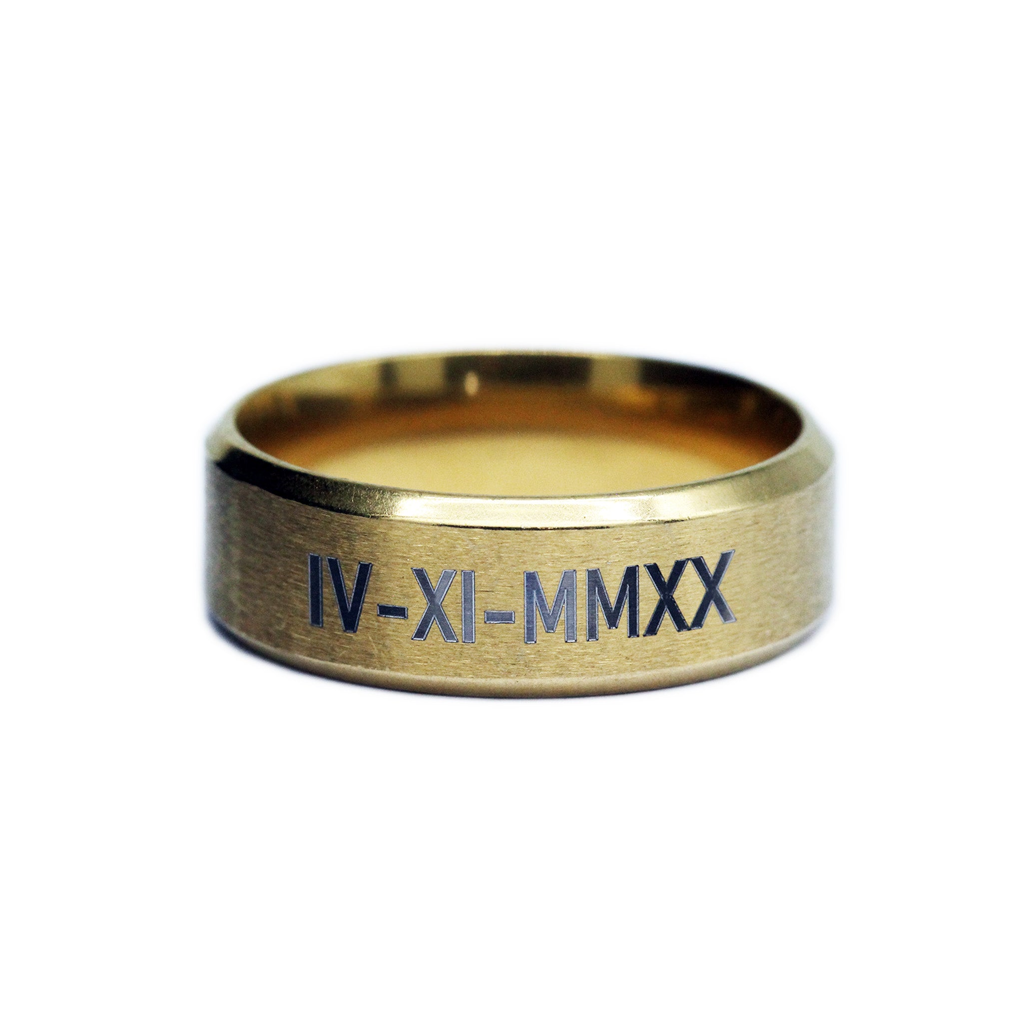 mens wedding band in gold personalized 