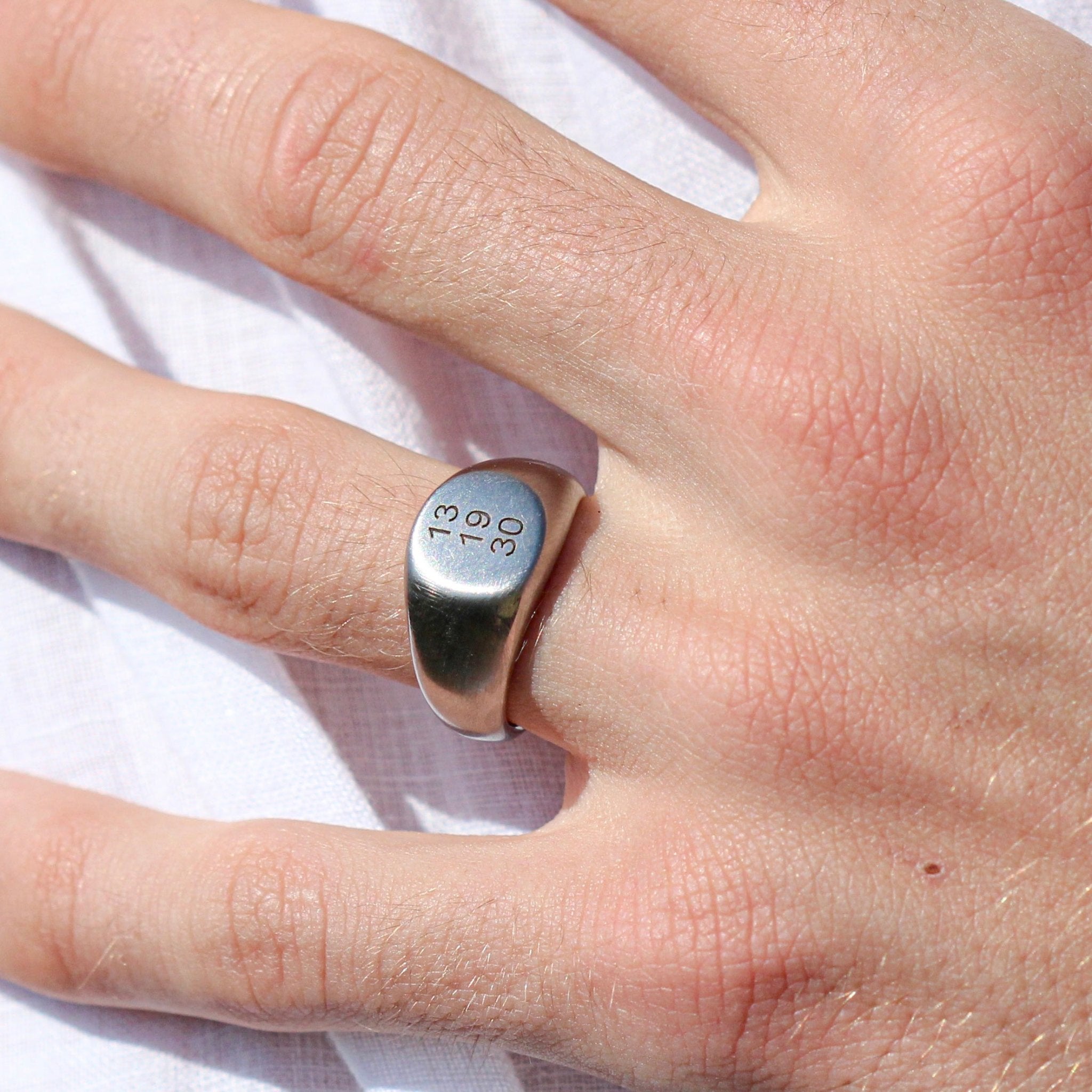 milestone engraving on signet ring