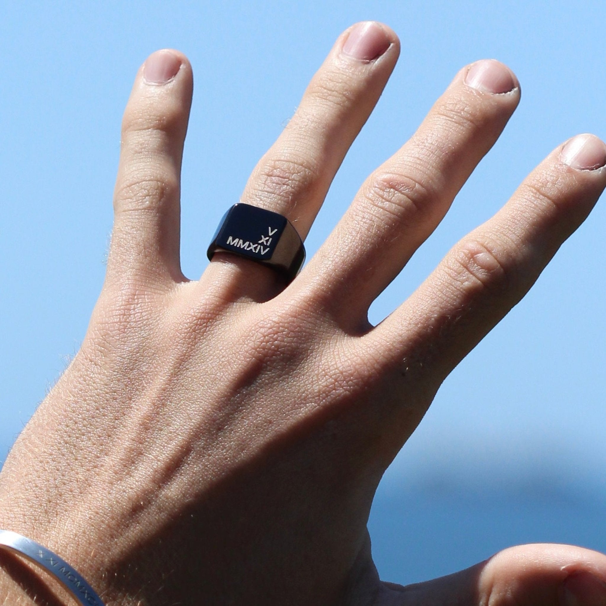 personalized black ring for milestones