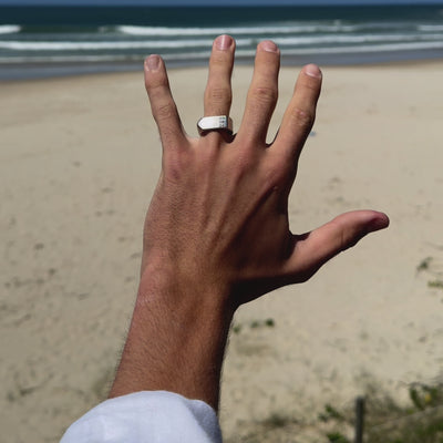 mens silver engraved ring