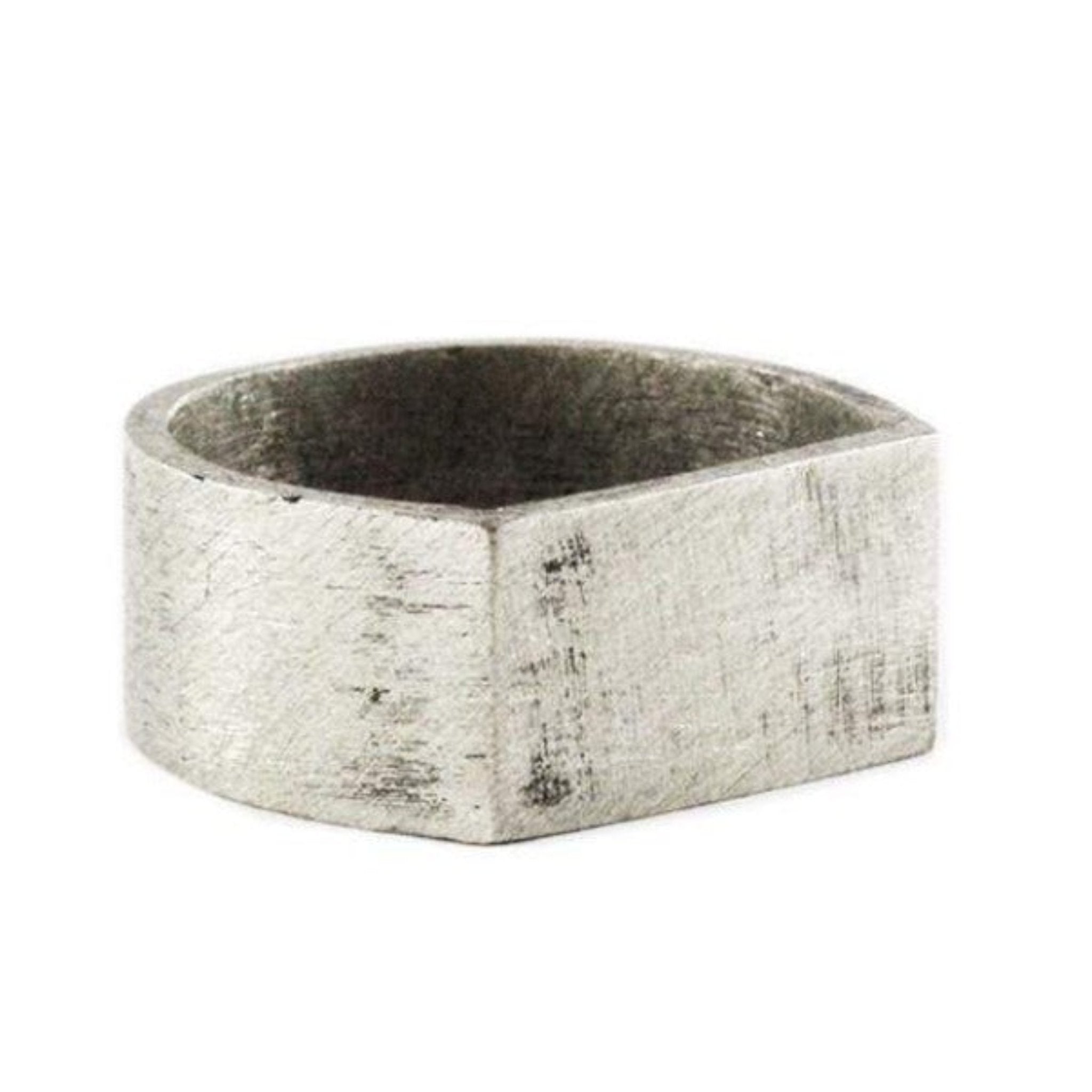 rugged silver ring close-up