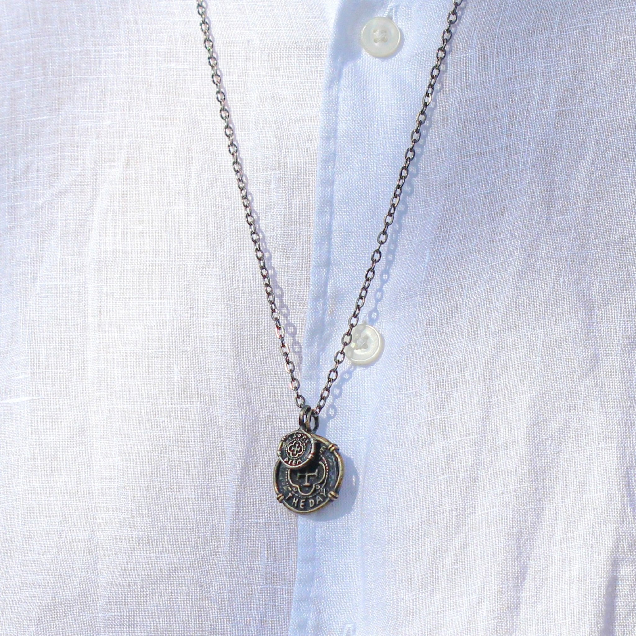 rustic coin necklace for men