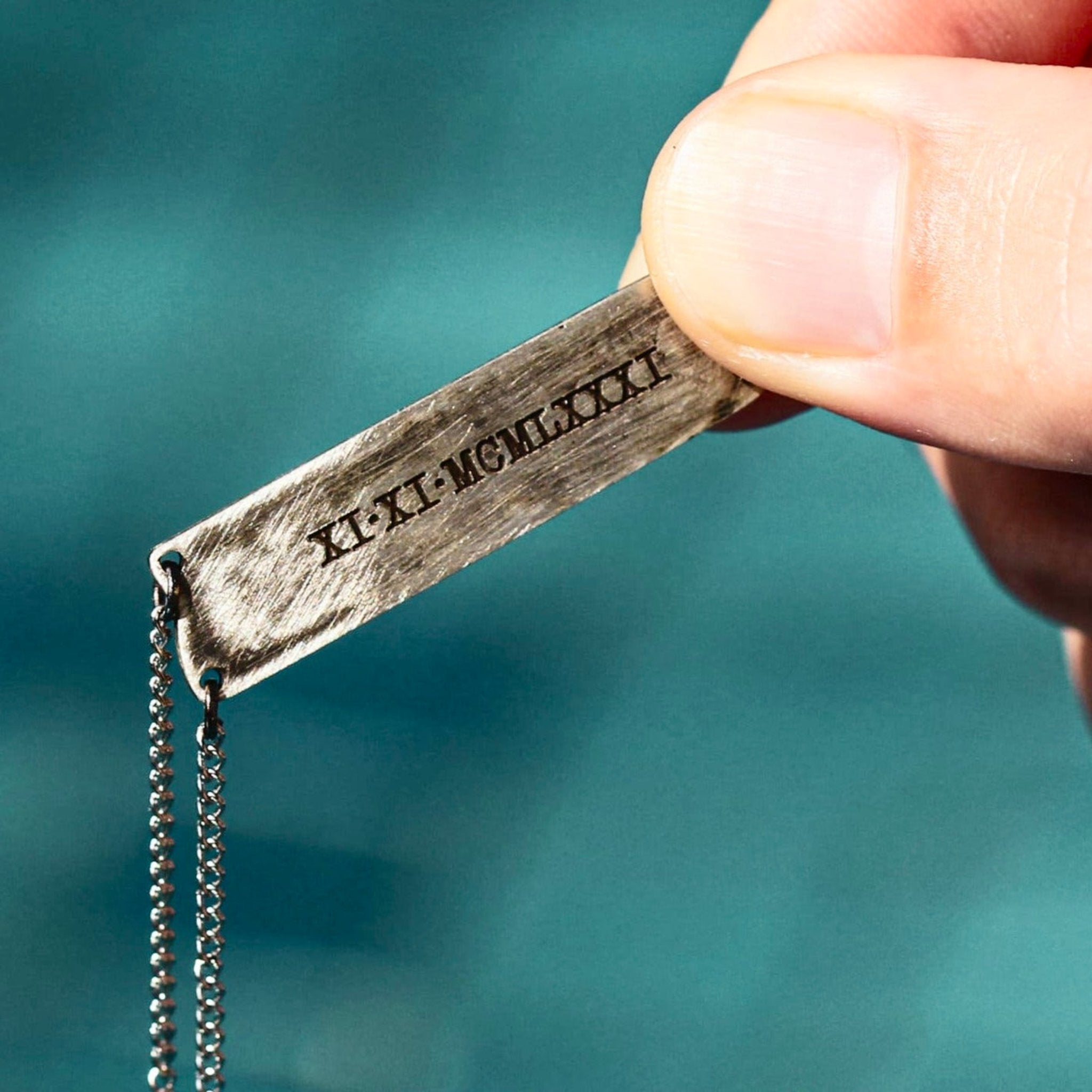 rustic silver pendant close-up