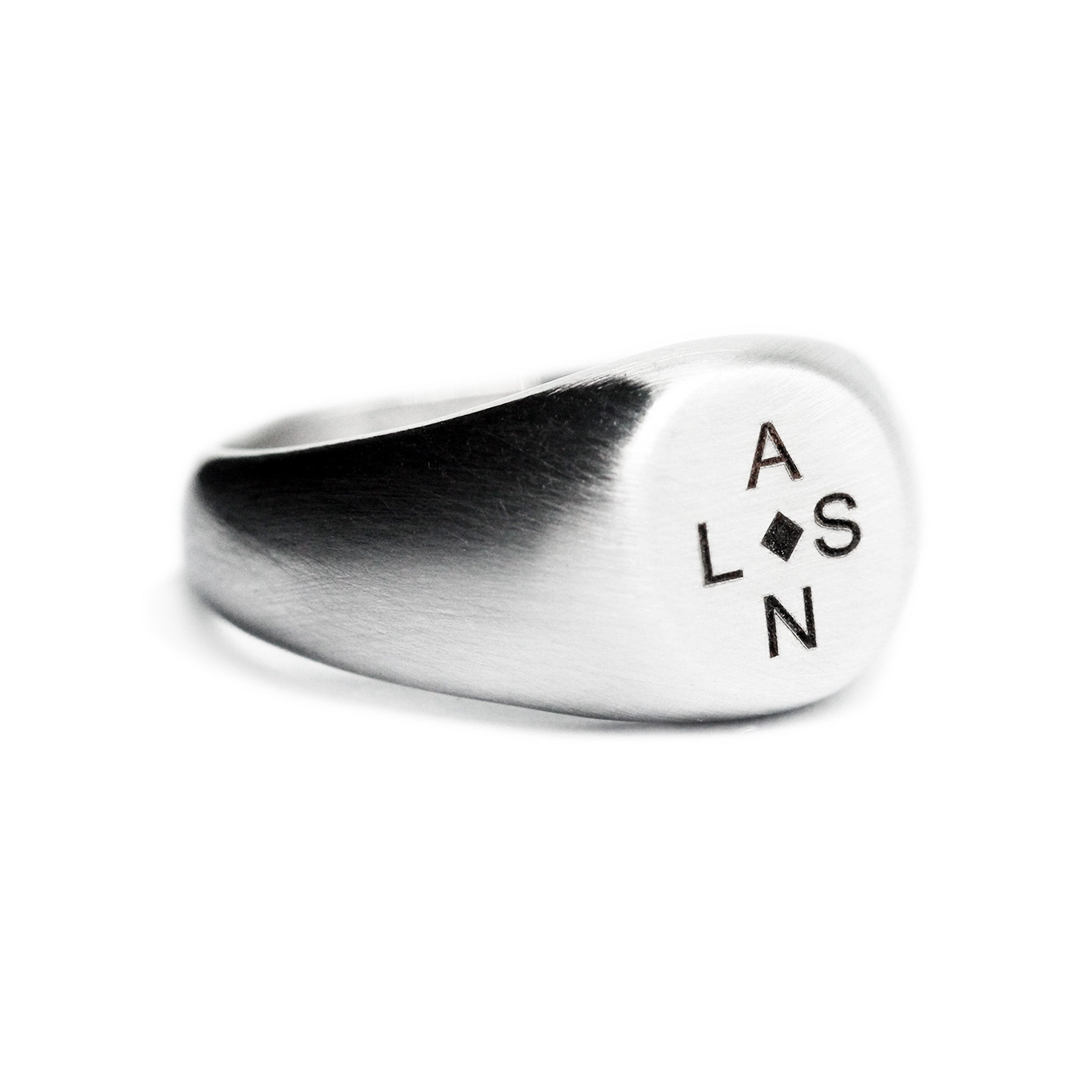 silver initial signet ring mens 