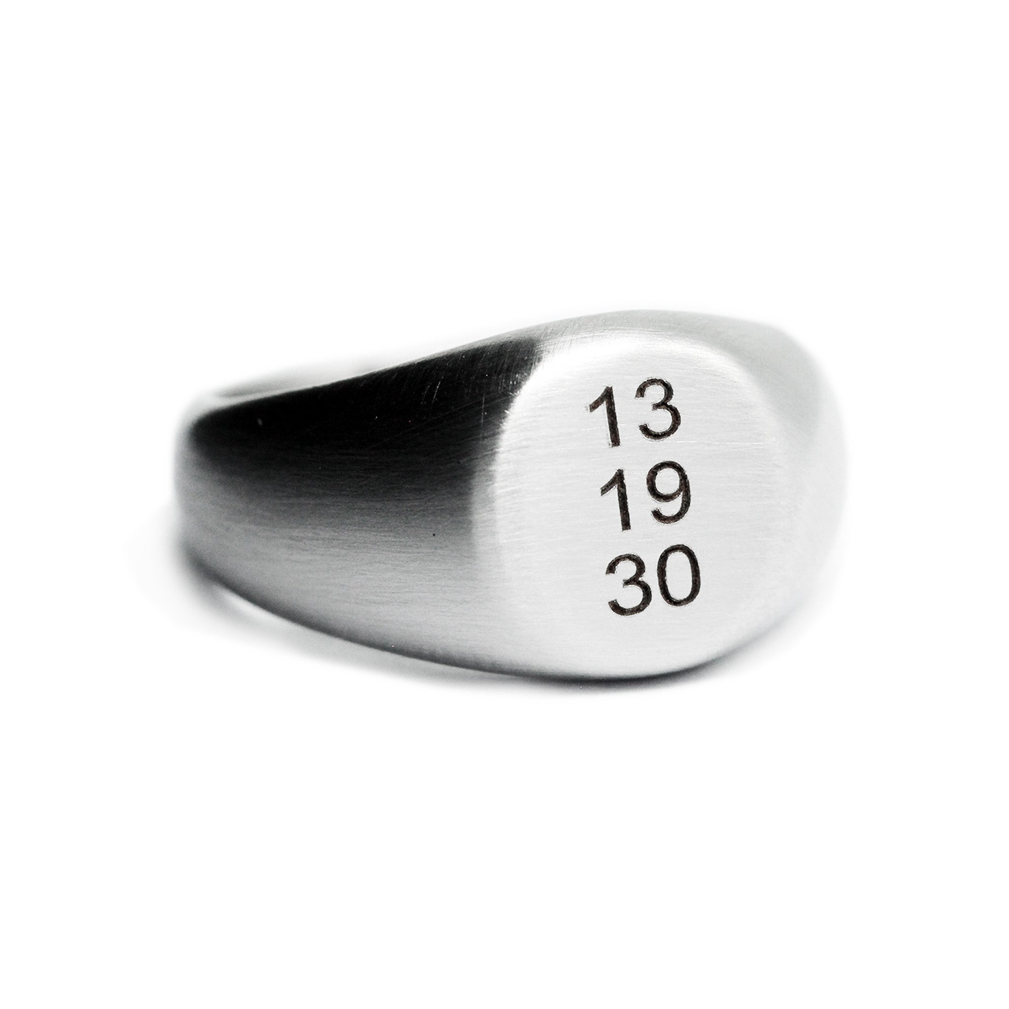 silver signet ring engraved date