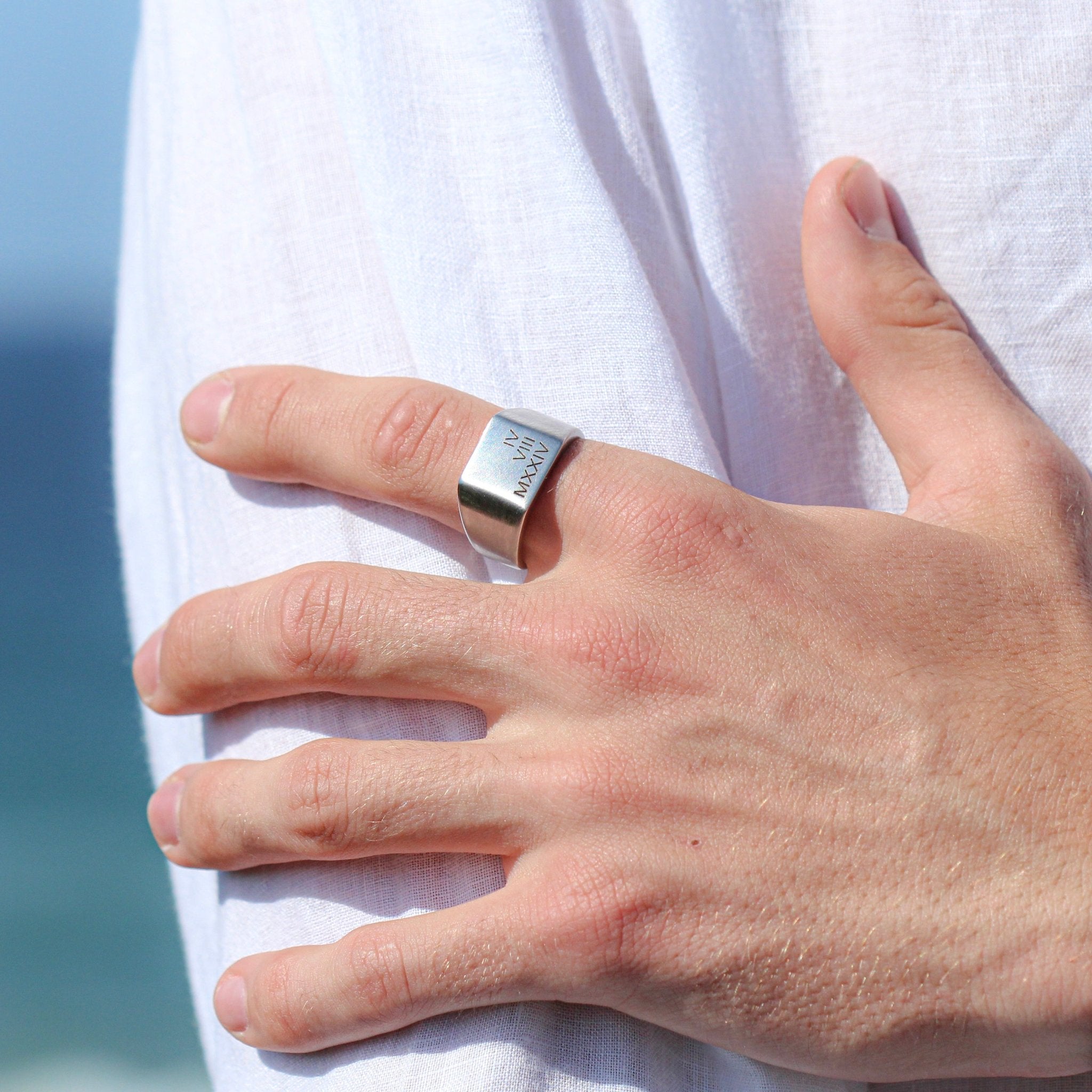 stainless steel ring, Roman numerals