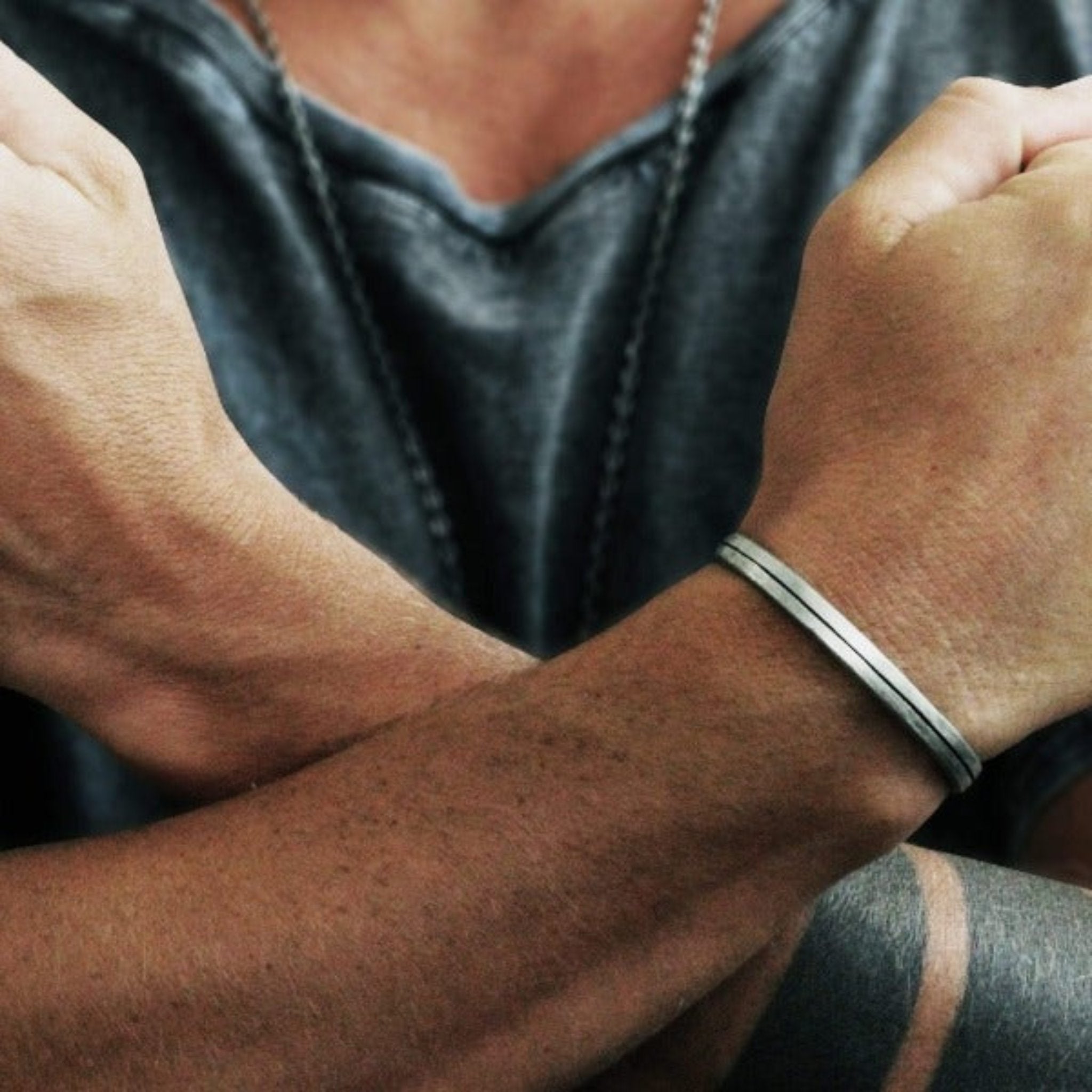 men's cuff bracelet oxidized silver